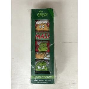 The Grinch 7 Days of Cozy Crew Socks Gift Set 7 Pairs Men 6-12 Christmas NEW